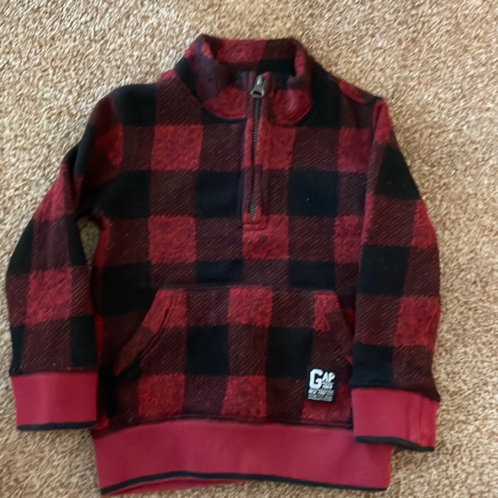 Baby Gap red and black buffalo check plaid pull over 18-24M